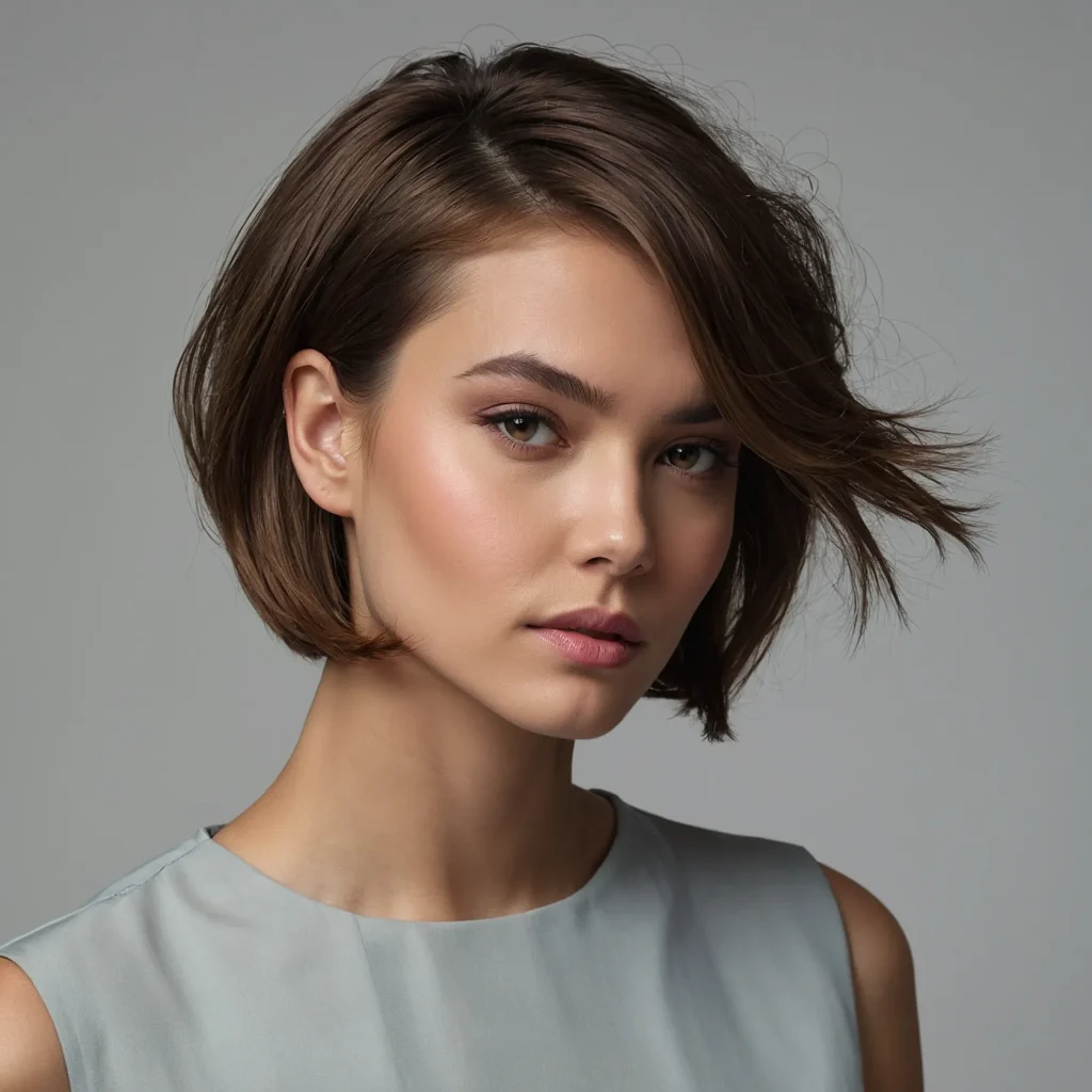 A realistic portrait of a woman with a chic B 2
