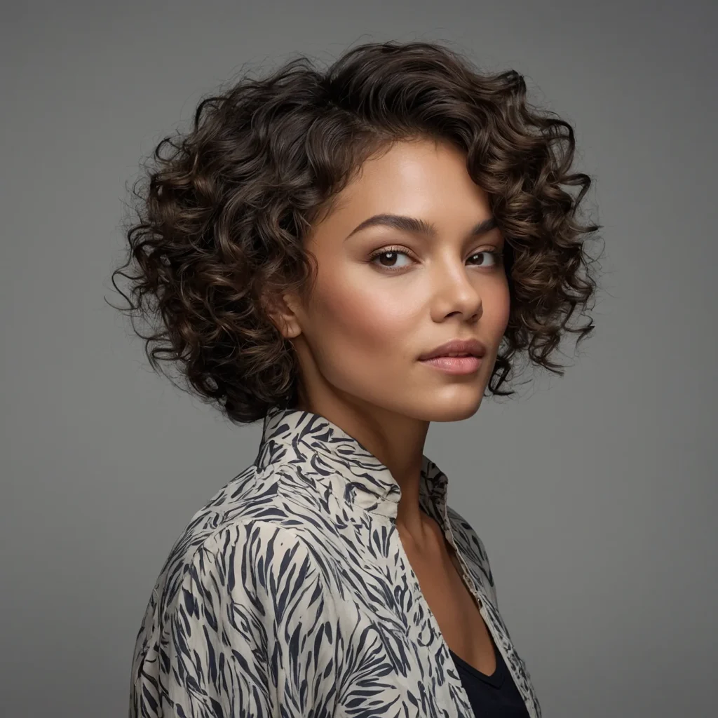 A realistic portrait of a woman with a curlyw 2