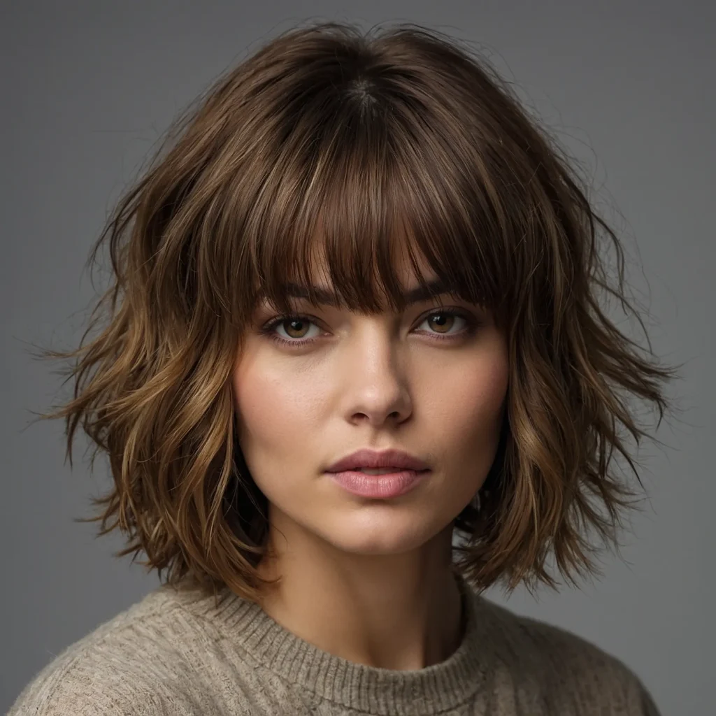 A realistic portrait of a woman with a shaggy 2