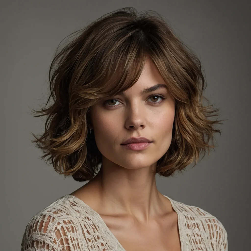 A realistic portrait of a woman with a shaggy 2