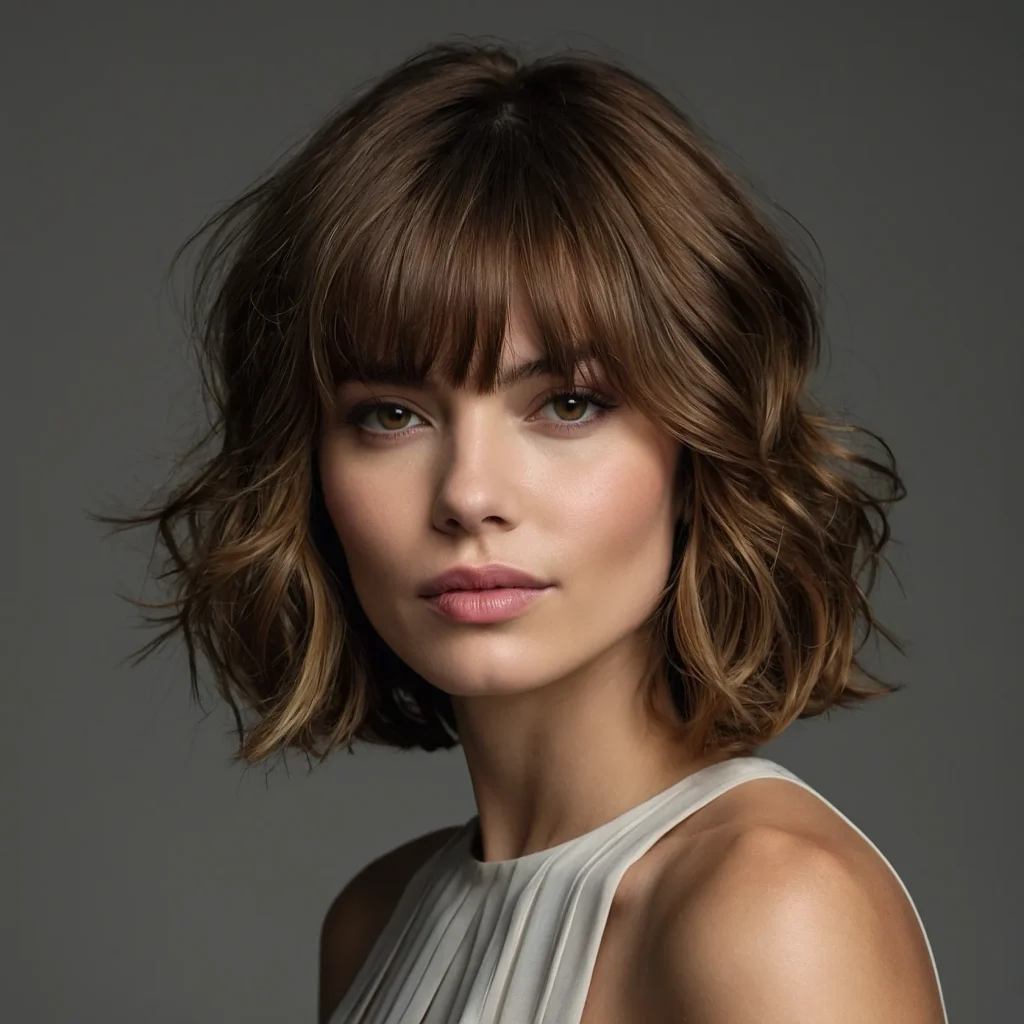 A realistic portrait of a woman with a wavy m 2