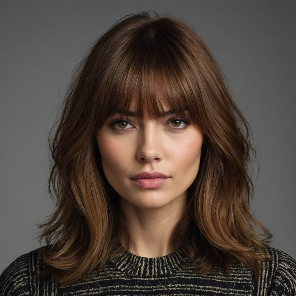 A realistic portrait of a woman with layered 2