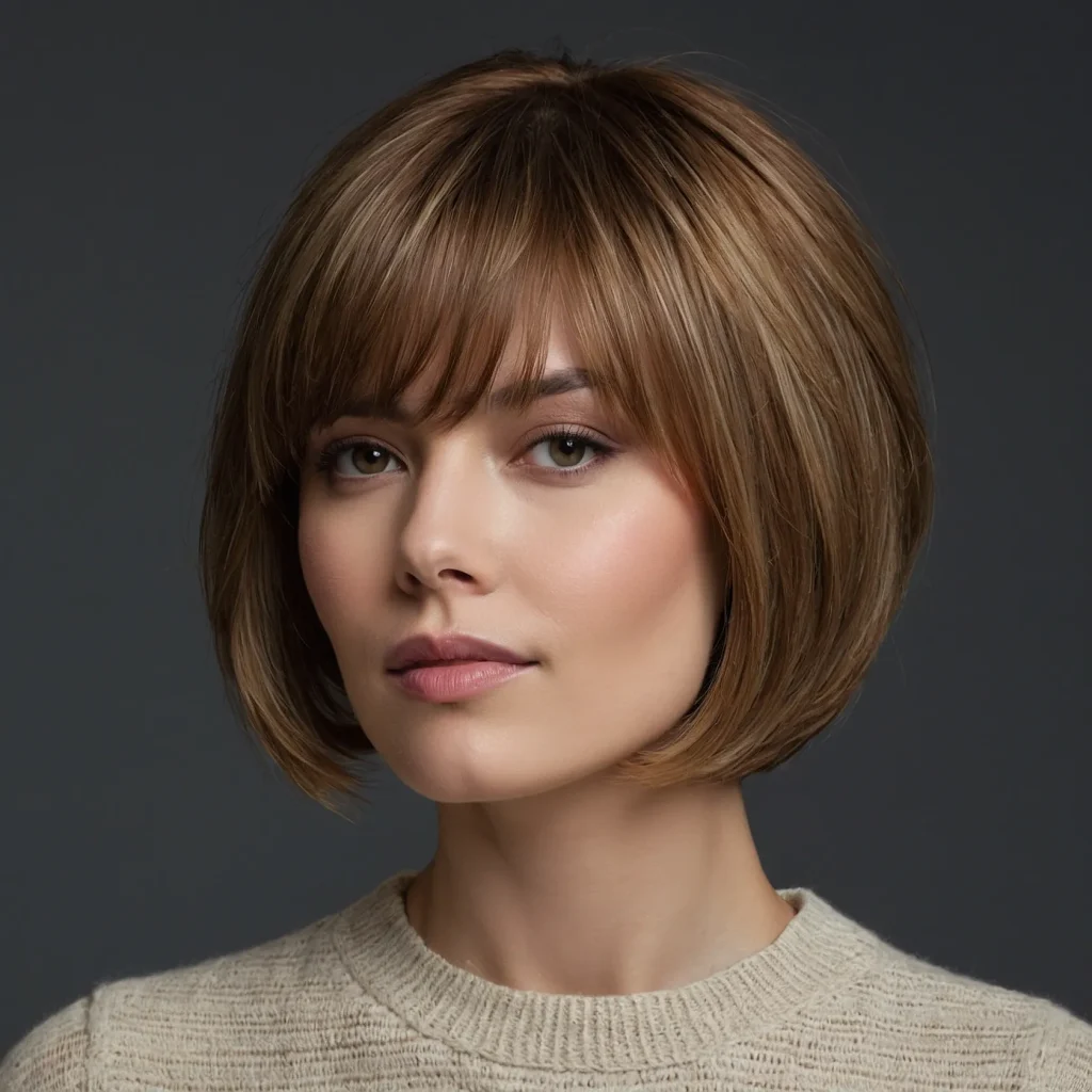 A realistic woman with a tapered bob haircut 2