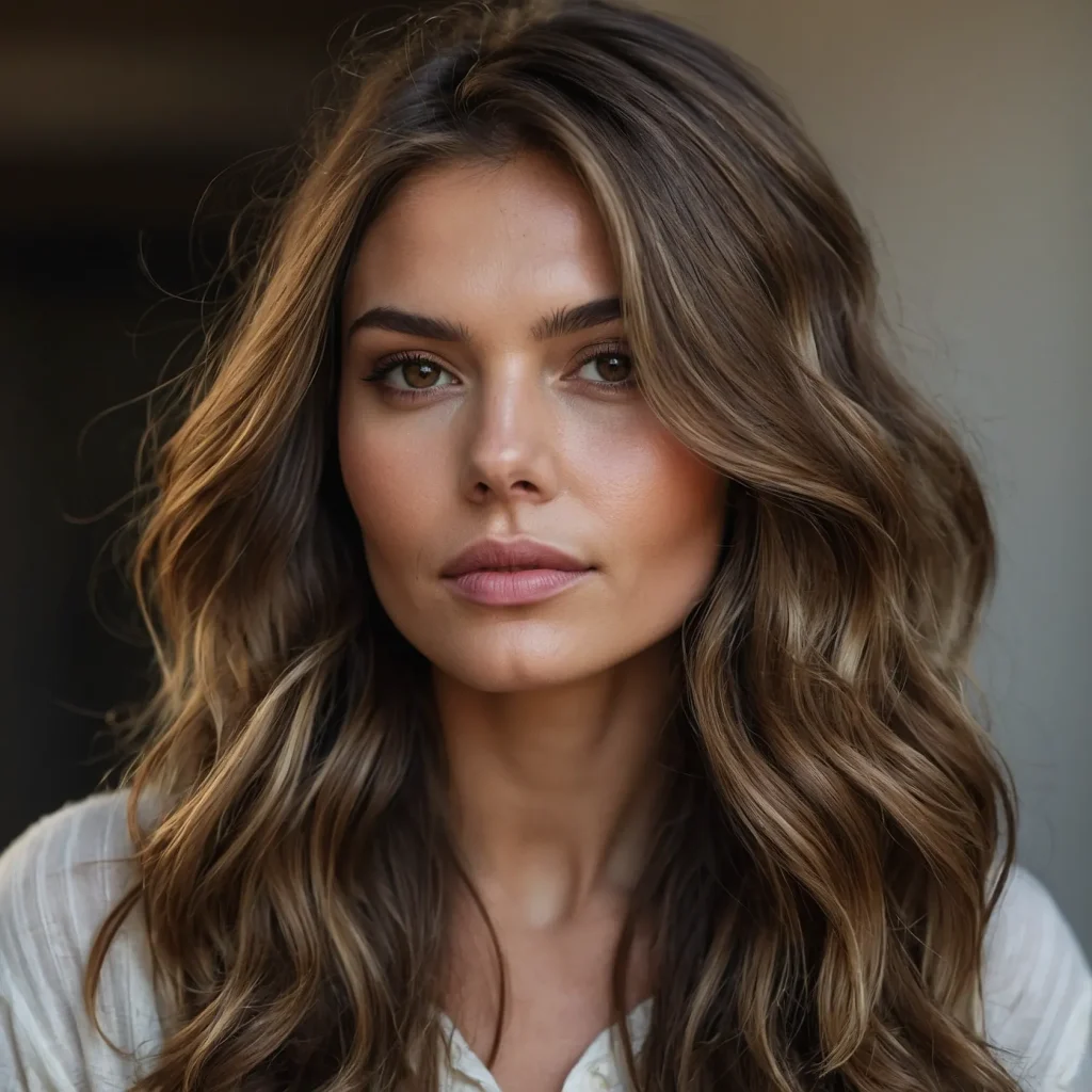 A realistic woman with mediumlength wavy brun 1