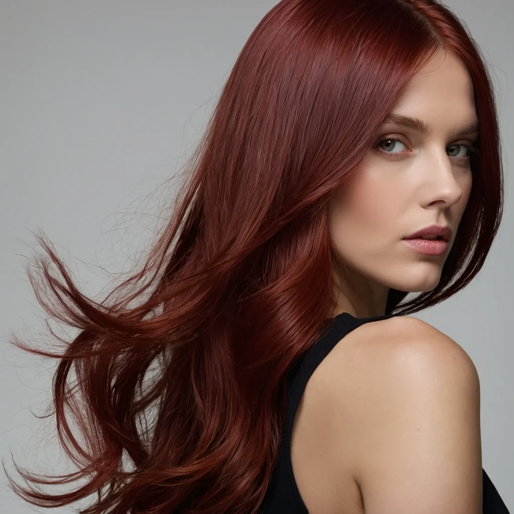 A white woman with long layered hair in a ric 2