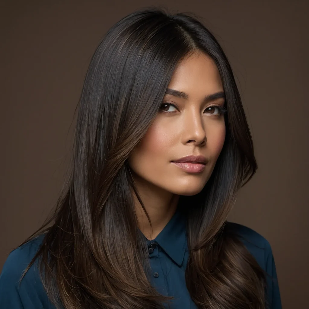 A woman with long straight jetblack hair feat 1 1