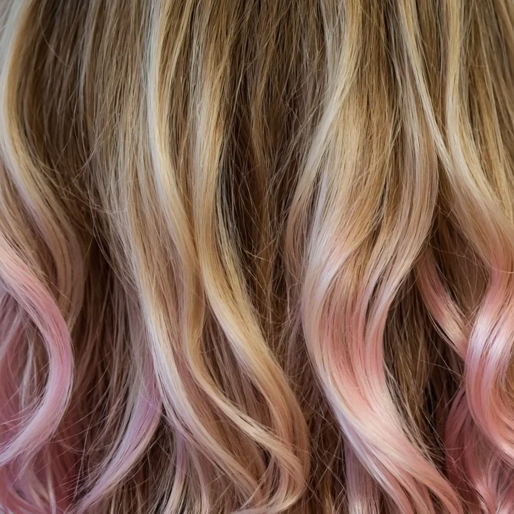 A woman with long wavy hair featuring a soft 0