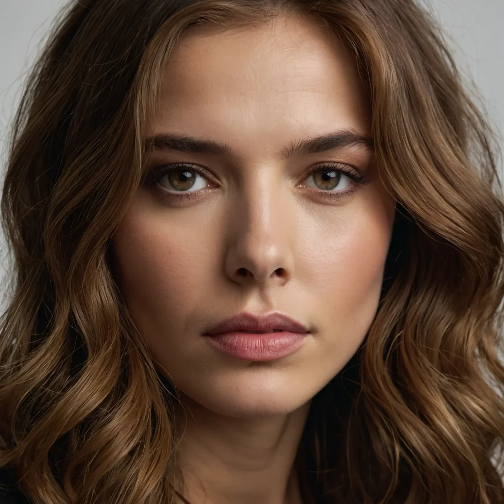 A woman with mediumlength brown hair styled i 0