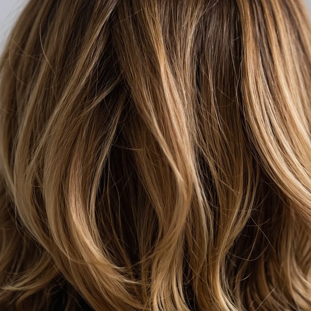 A woman with mediumlength layered brown hair 0