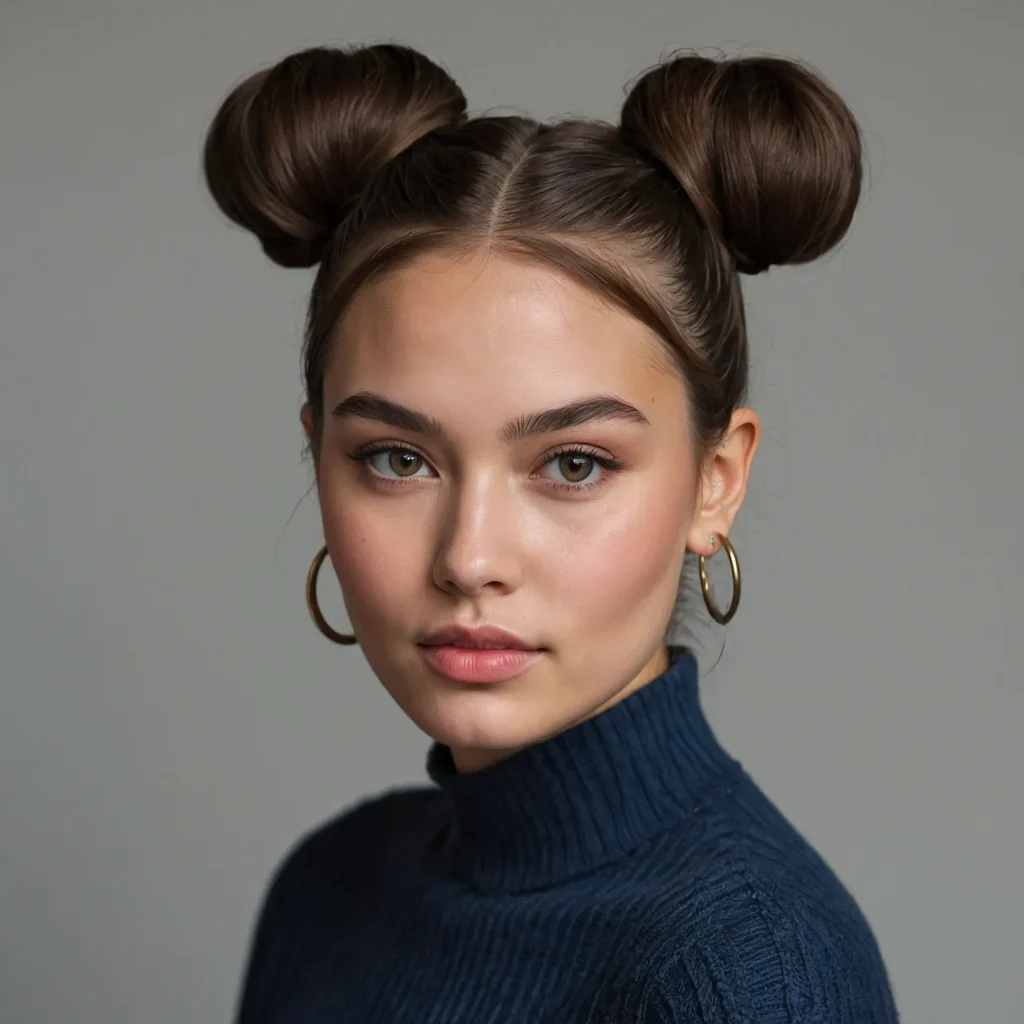 A young woman with round cheeks styled in pla 2