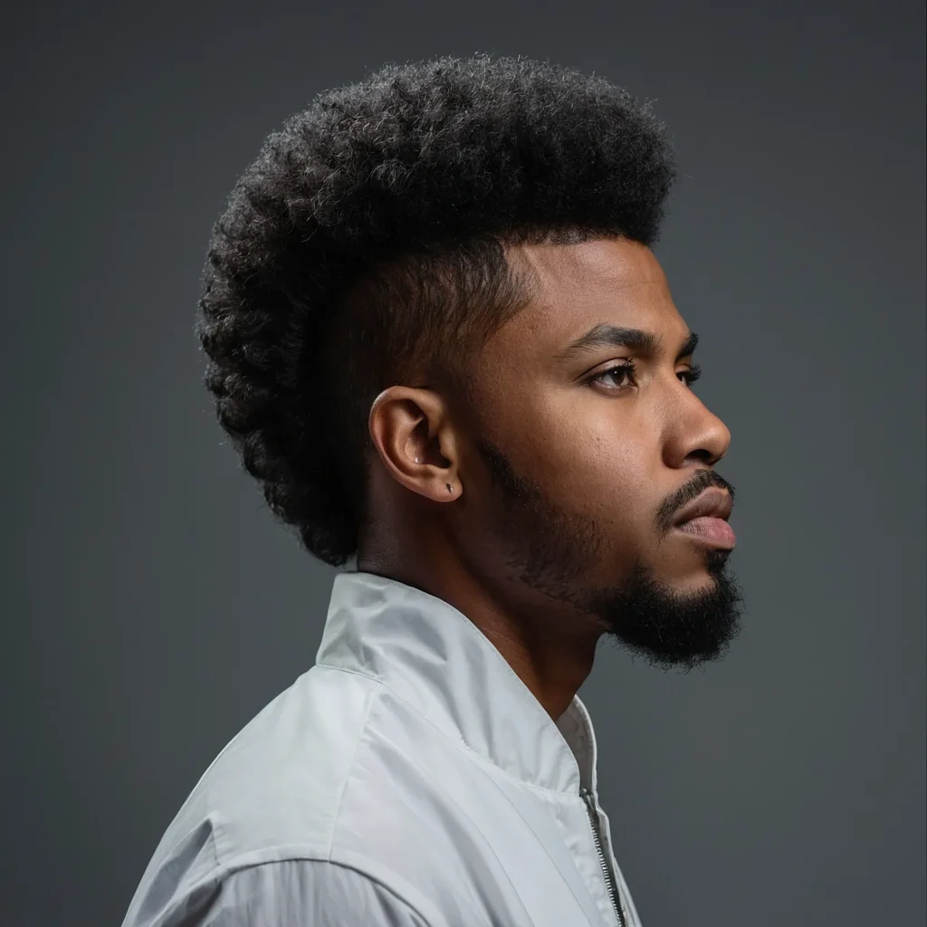 Afro Burst Fade MulletBlack man with soft 3