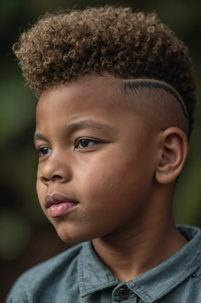 Afro Fade with Line Detailboy with mini 0