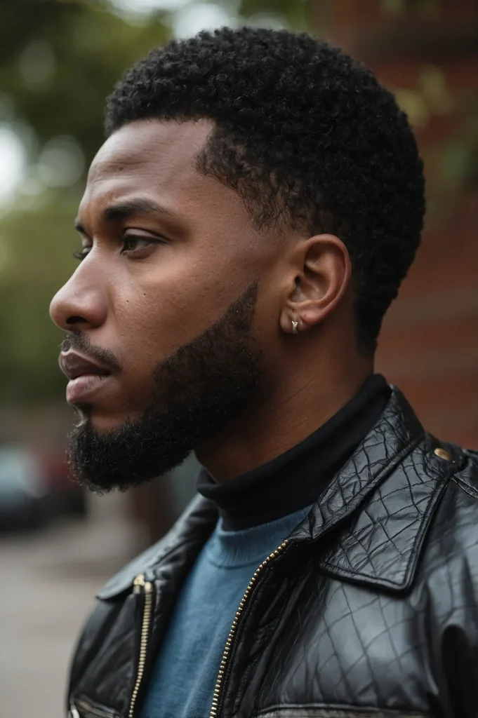 Afro Taper FadeBlack man with mediumlengt 0