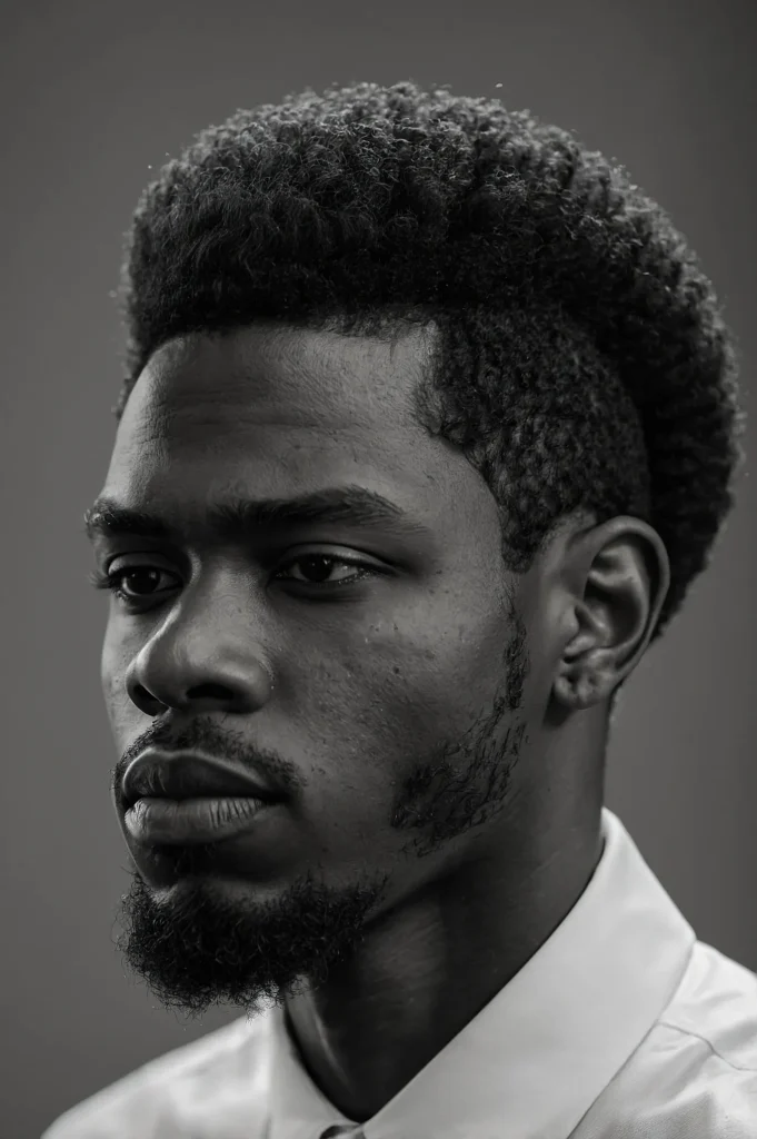 Afro Taper FadeBlack man with mediumlengt 3