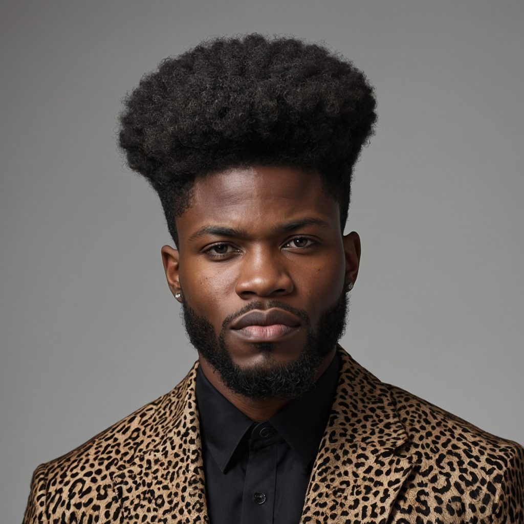 Afro Taper FadeBlack man with rounded afr 0