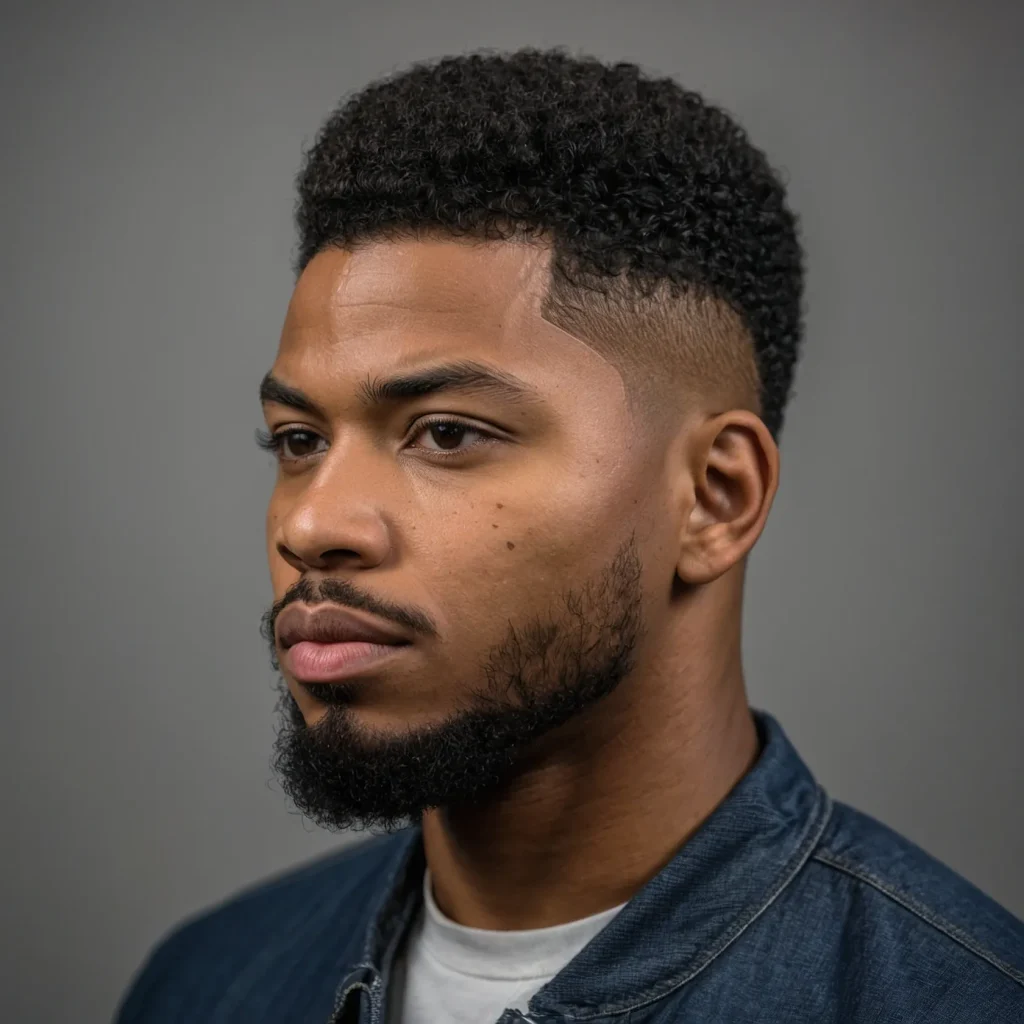 Afro Taper Fade with Sharp LineupA Black man 0