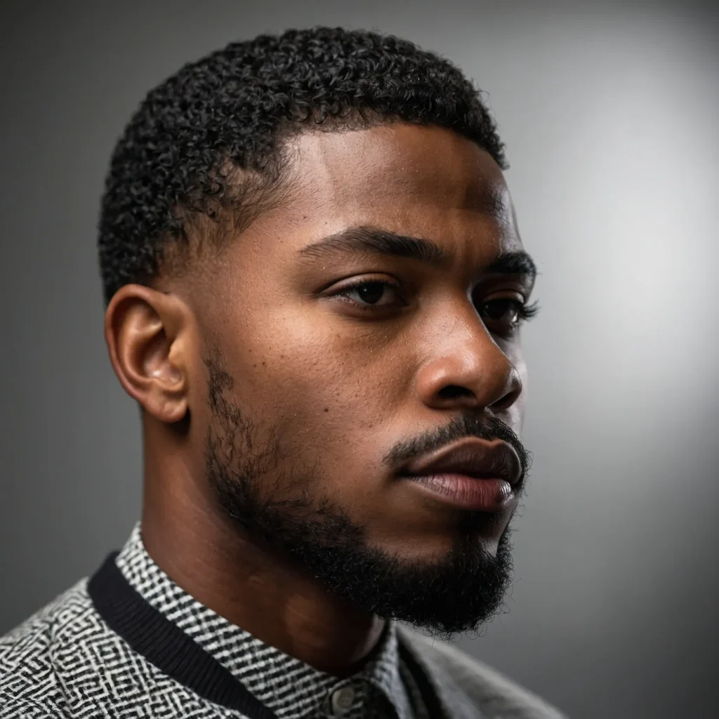 Afro Taper Fade with Sharp LineupA Black man 1