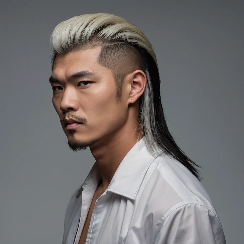 AsianInspired Burst Fade Mulletwhite man wi 0