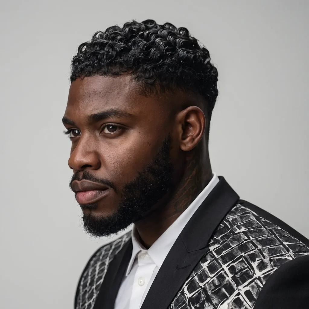 Black man with 360 waves and low burst fade t 0
