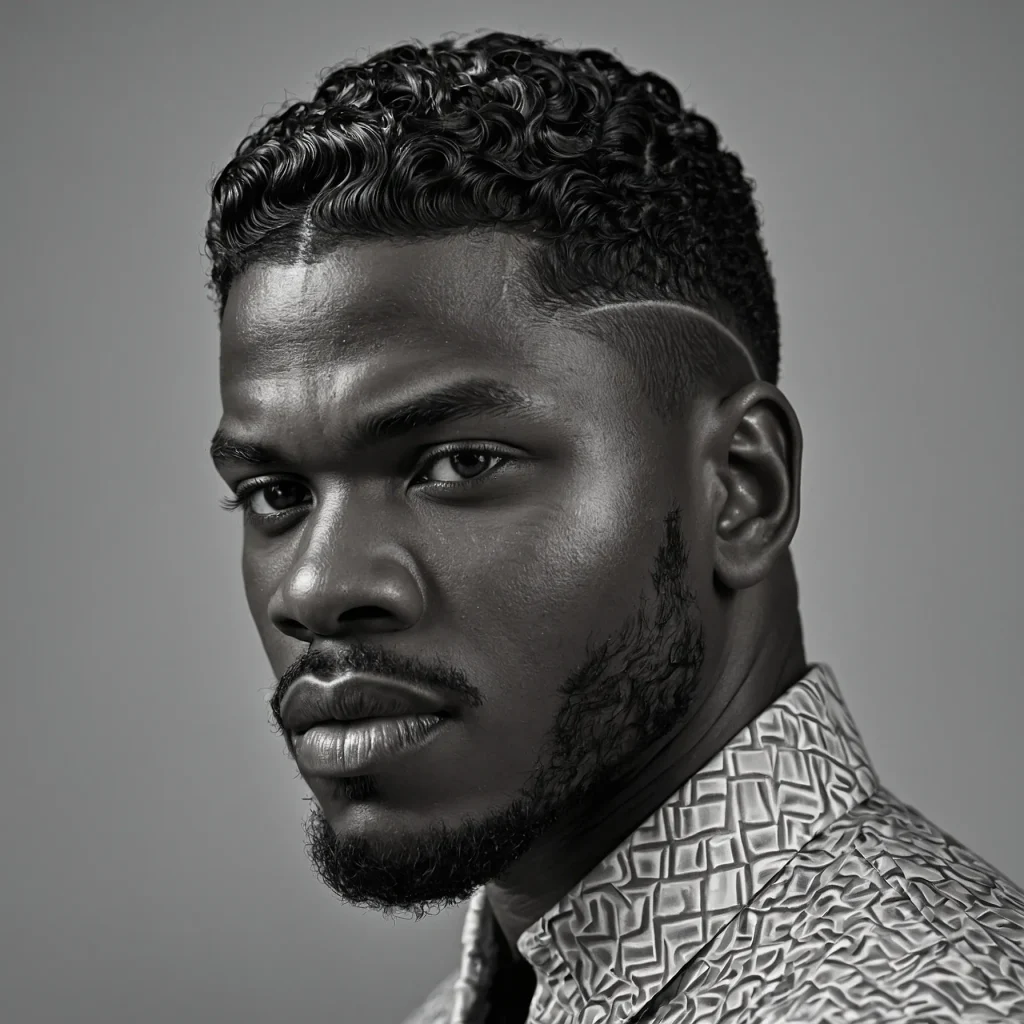 Black man with 360 waves and low burst fade t 3