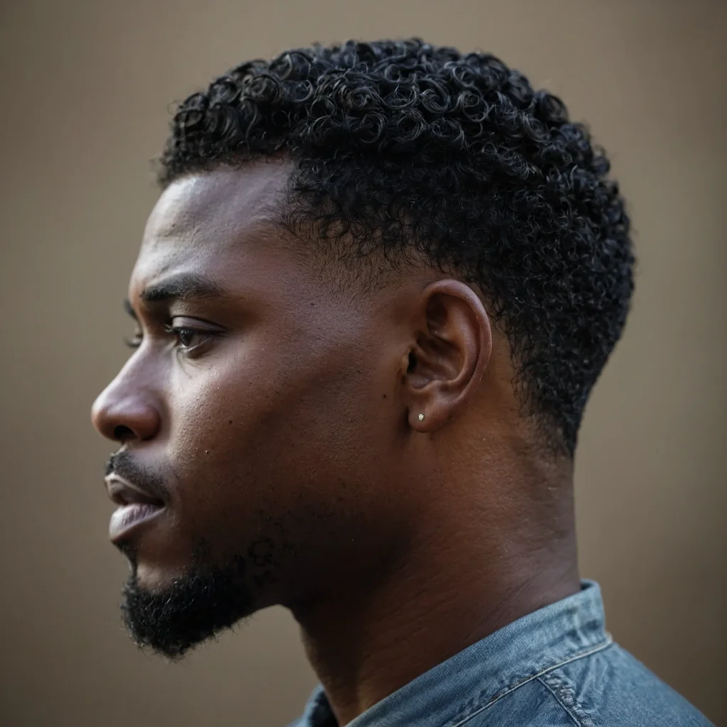 Black man with drop fade combined with burst 3