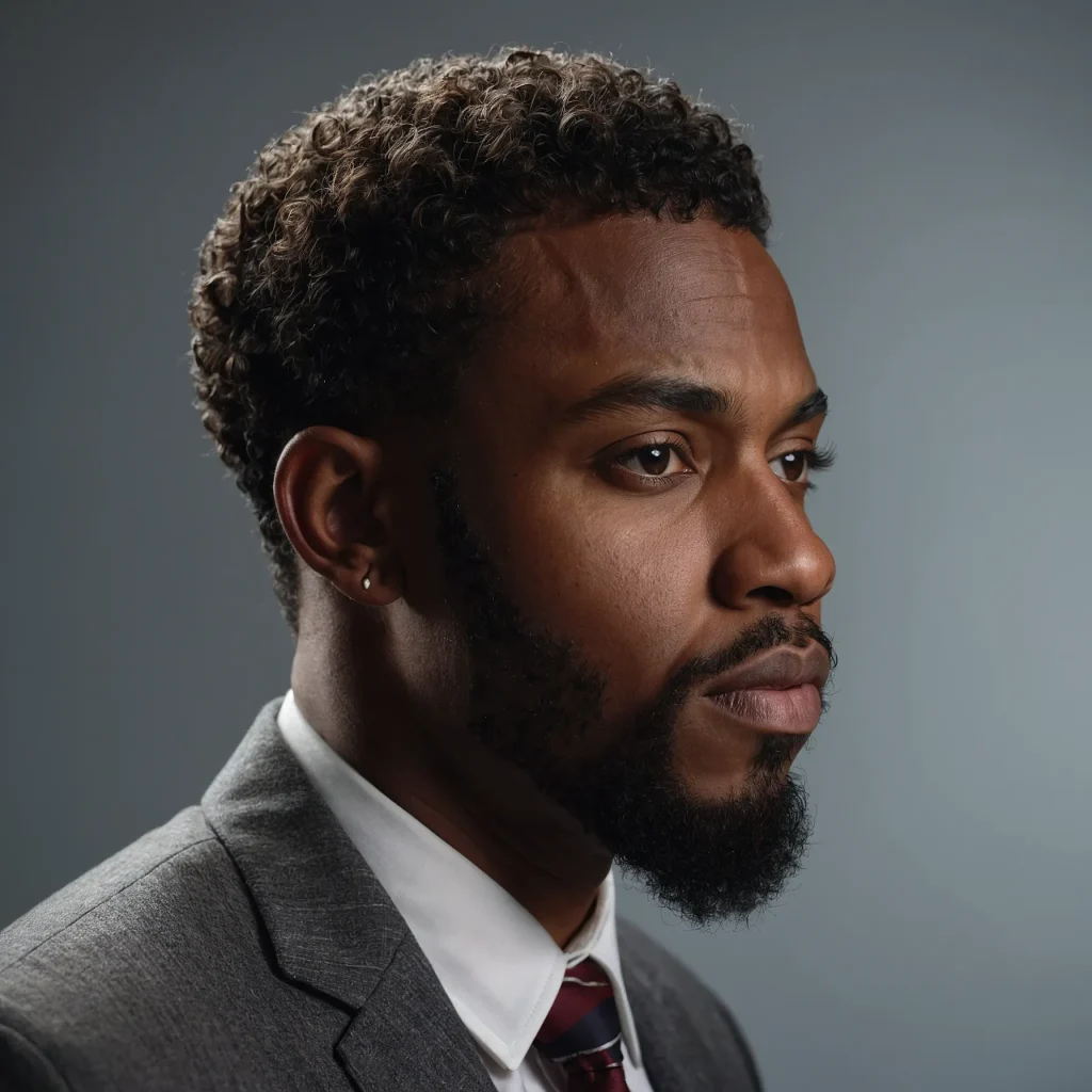 Black man with natural curly top and low burs 3