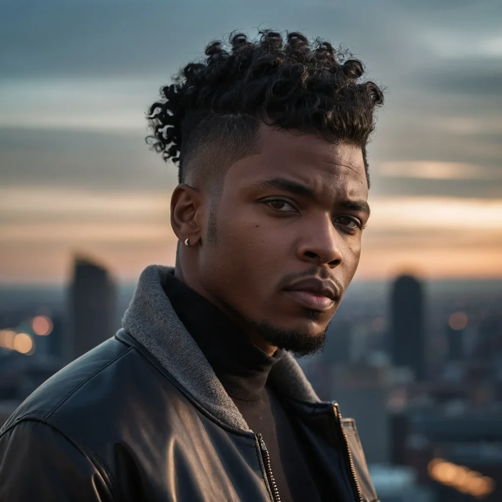 Black man with short mullet and burst fade vo 0