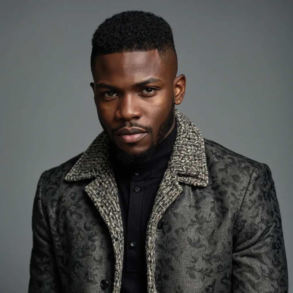 Black man with sideparted top and burst fade 0