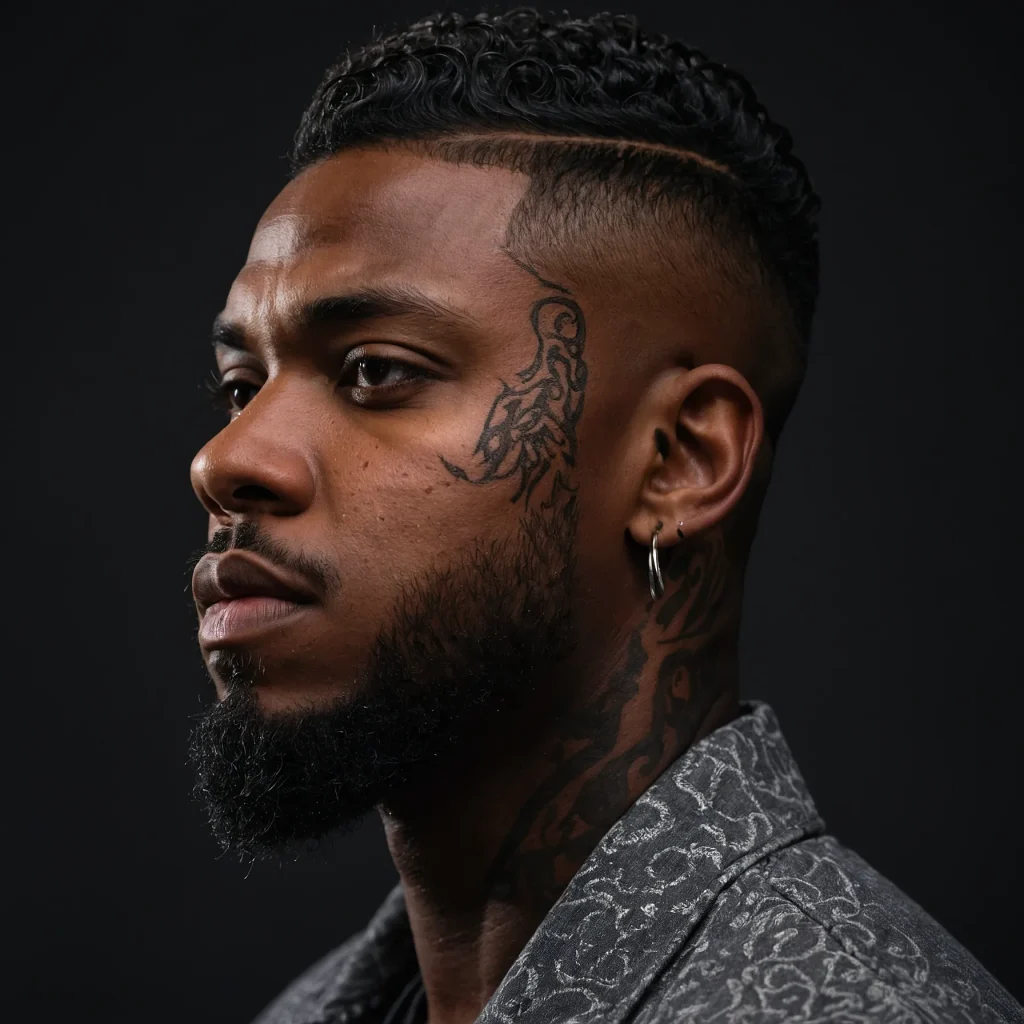 Black man with thick coils and burst fade wit 0