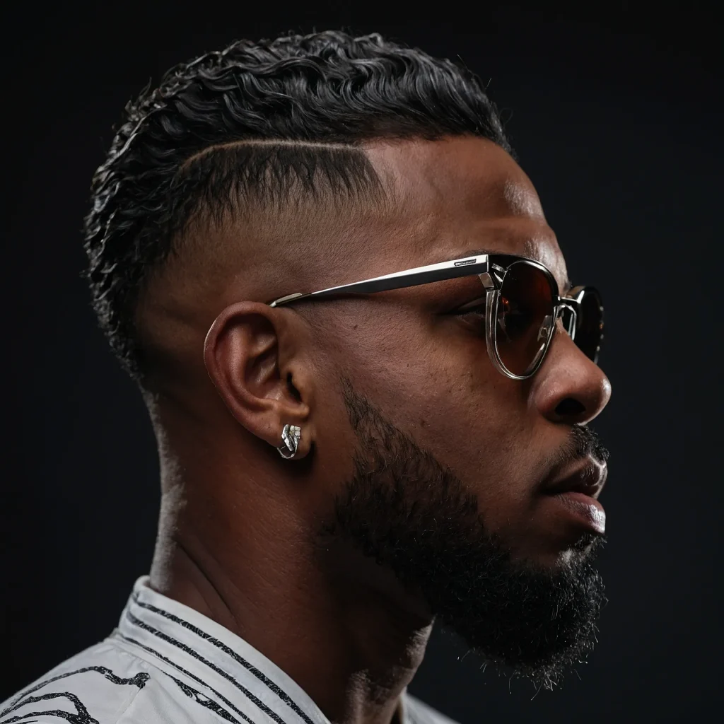 Black man with thick coils and burst fade wit 3