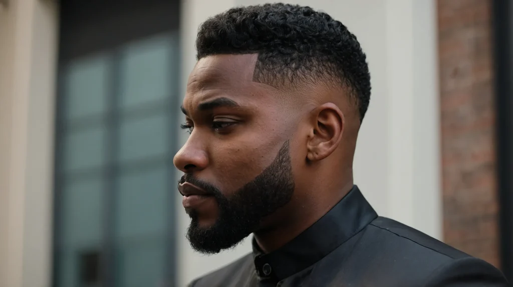Blowout Fade with Temple TaperBlack man wit 3
