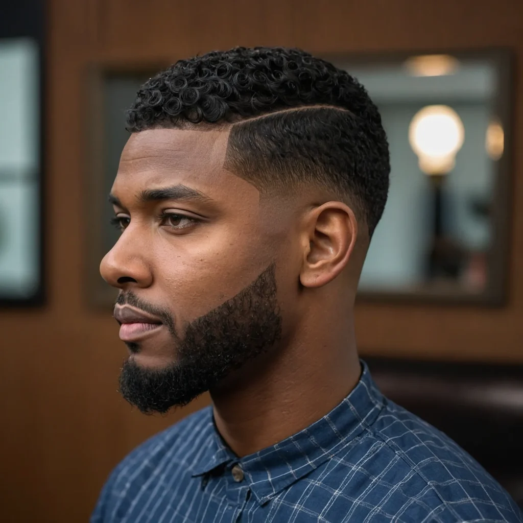 Box Cut with Taper FadeA Black man with a box 2