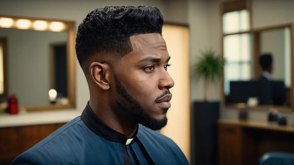 Box Fade Blowout with TaperBlack man with 3