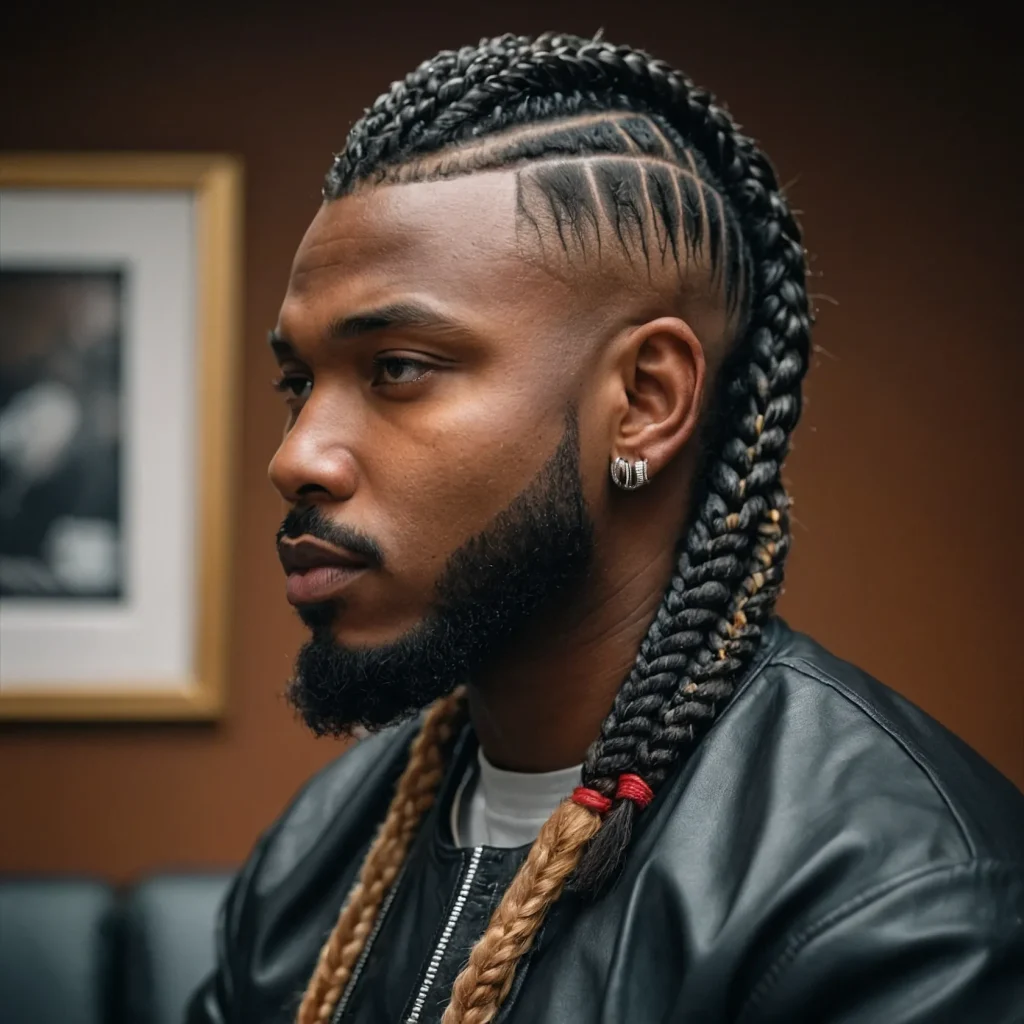 Braided Burst Mullet FadeBlack man with top 0