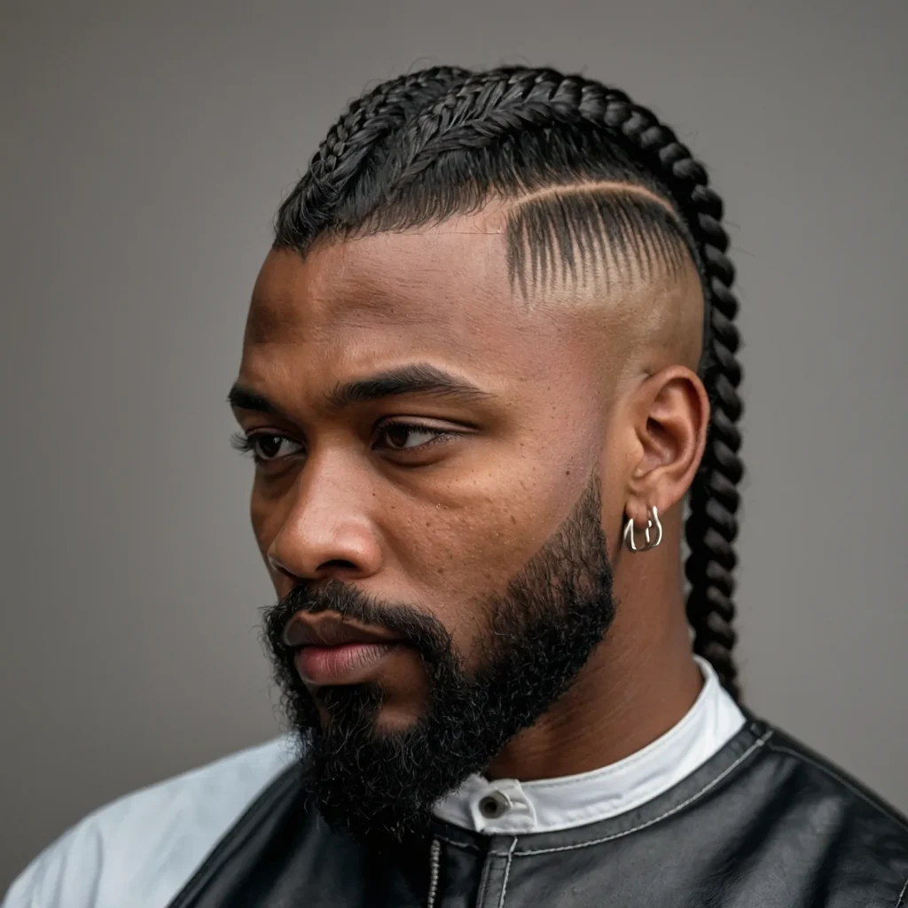 Braided Burst Mullet FadeBlack man with top 3
