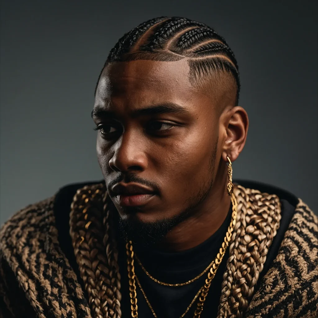 Braided Top with Drop FadePrompt Black man wi 3