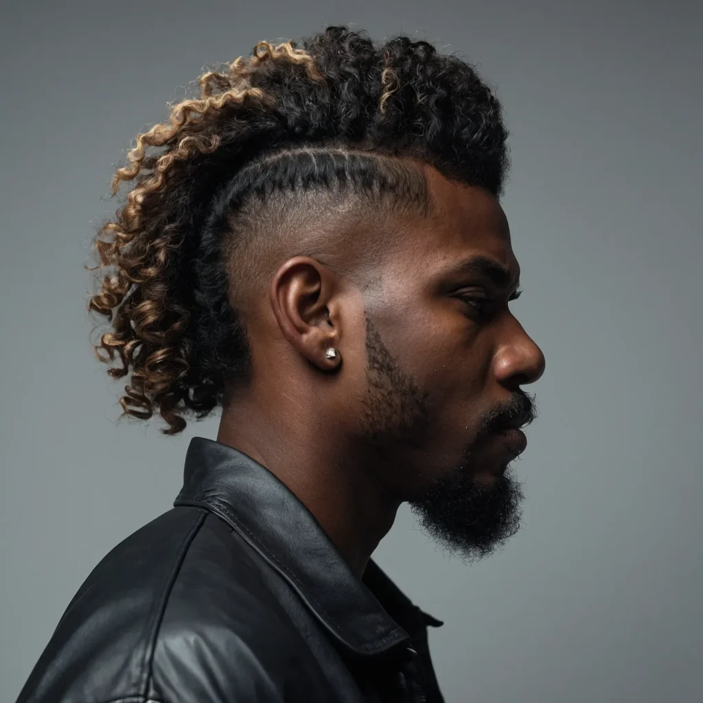 Burst Fade MulletPrompt Black men with burst 0