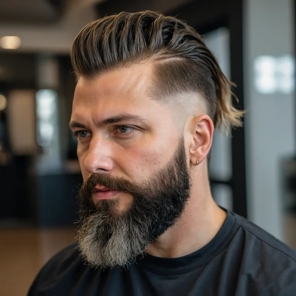 Burst Fade Mullet with Beard Combowhite man 0