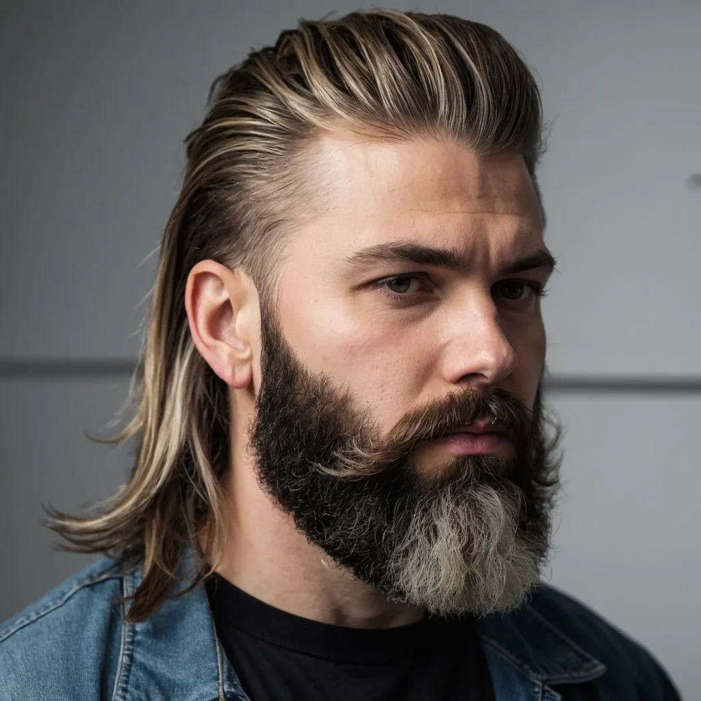 Burst Fade Mullet with Beard Combowhite man 3