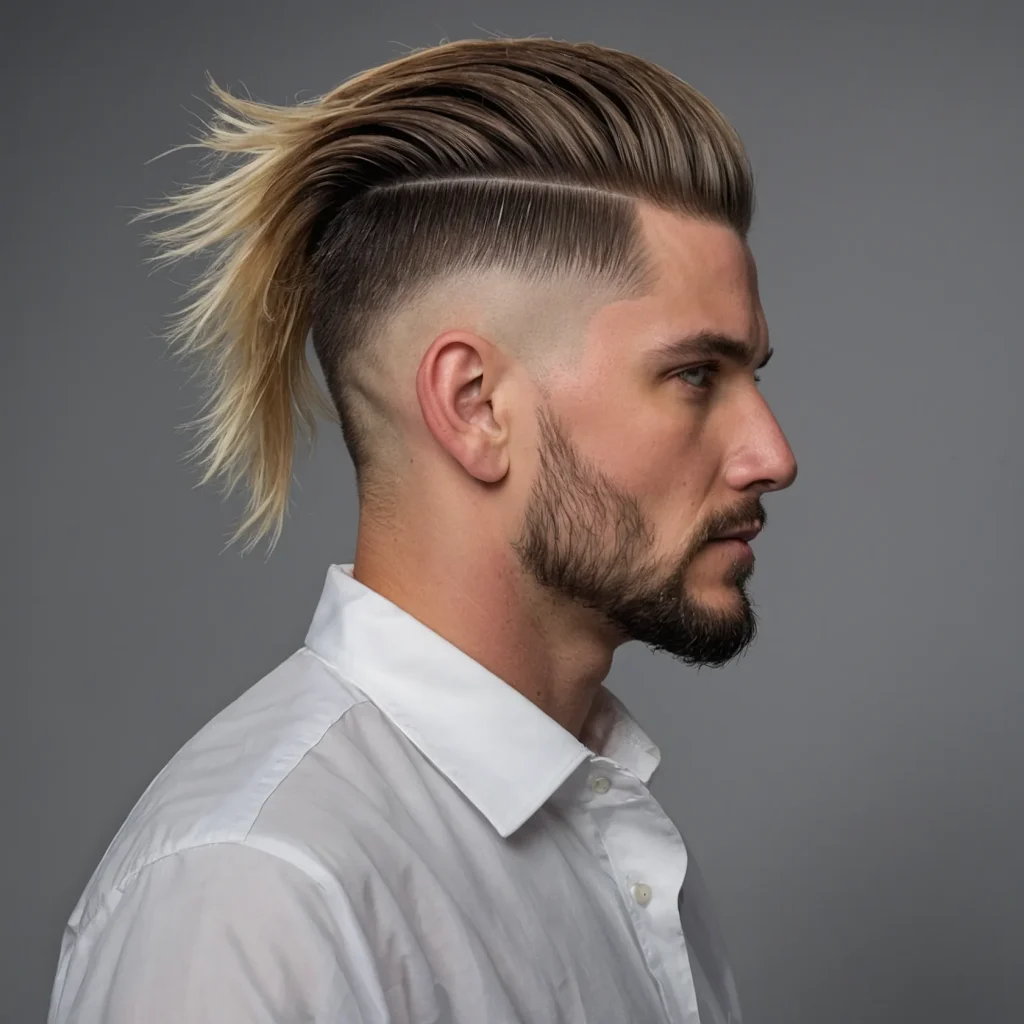 Burst Fade Mullet with Blunt Endswhite man 0