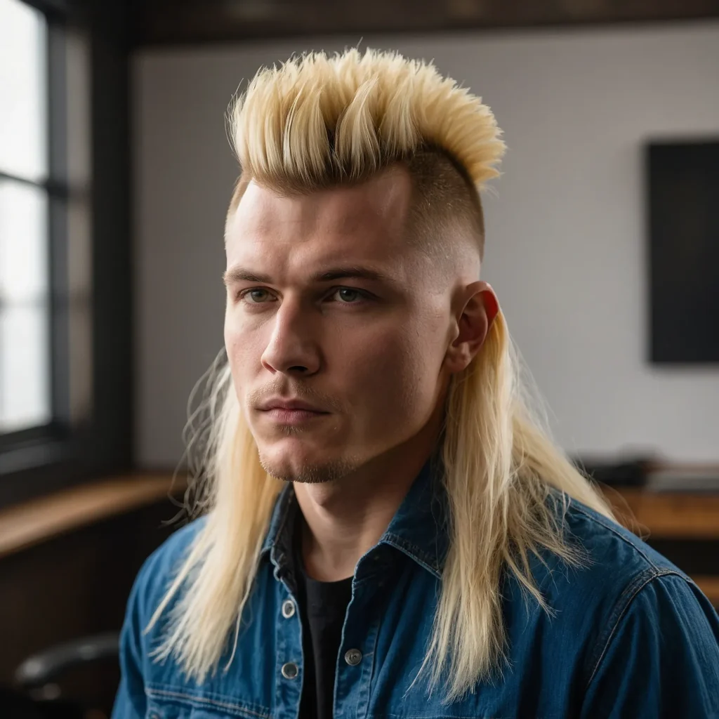 Burst Fade Mullet with Colored Tipswhite m0