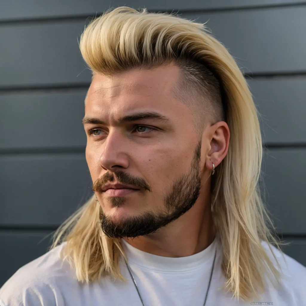 Burst Fade Mullet with Colored Tipswhite m3