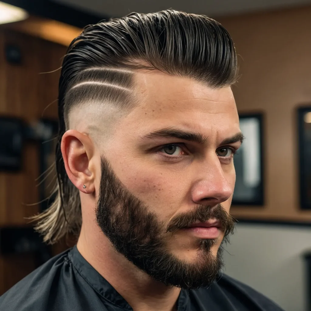 Burst Fade Mullet with Hard Partwhite man w 3