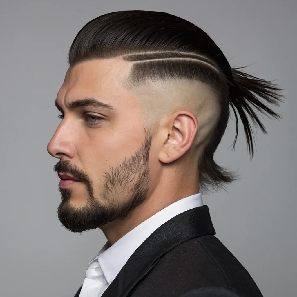 Burst Fade Mullet with Slicked Back Topwhit 3