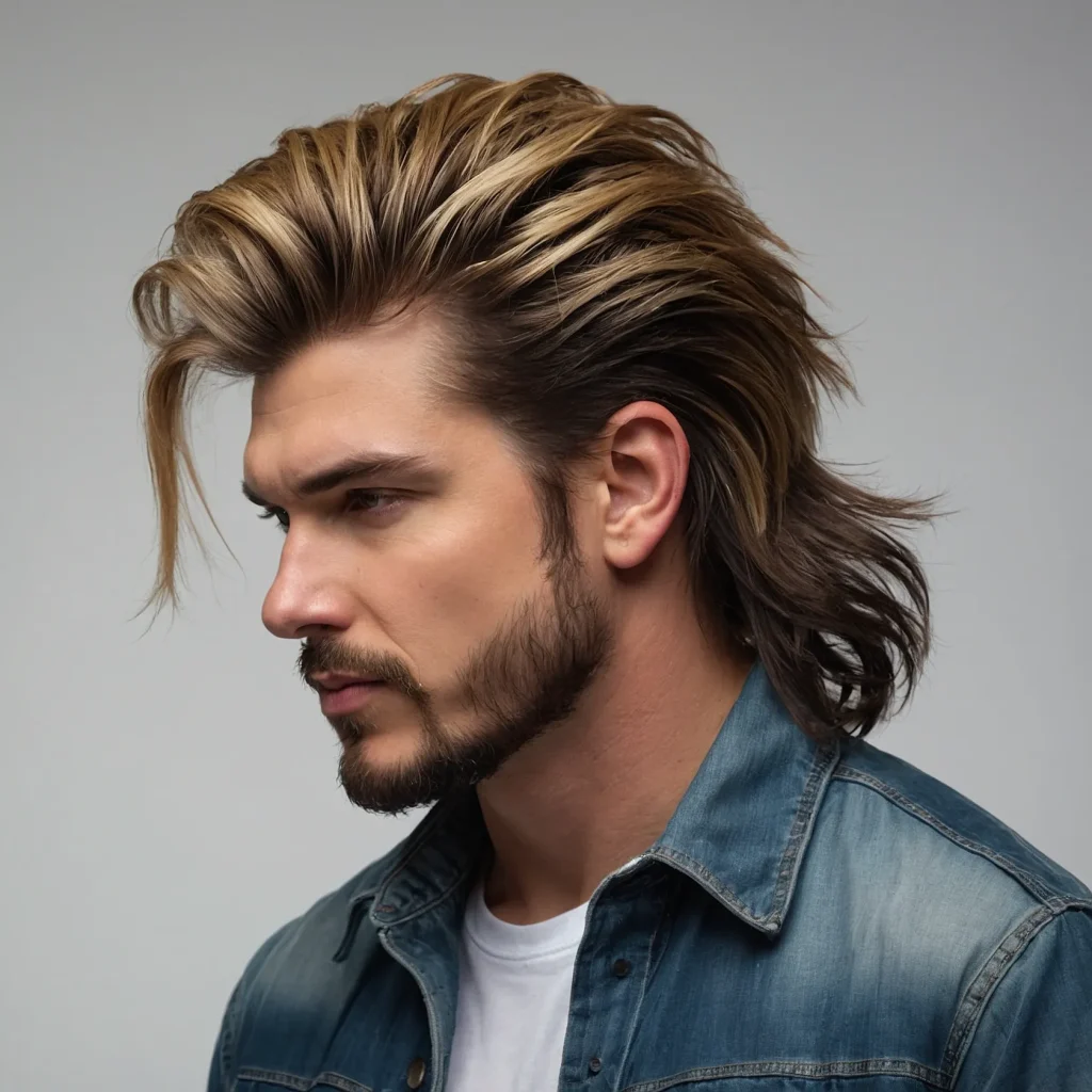 Burst Fade Mullet with Volume Topwhite man 0