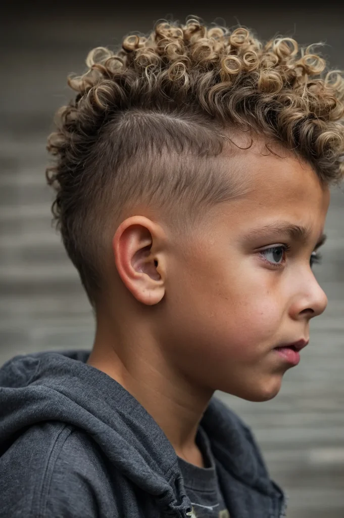 Burst Fade with Curly Mohawkboy with curl 0