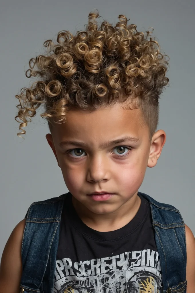 Burst Fade with Curly Mohawkboy with curl 3