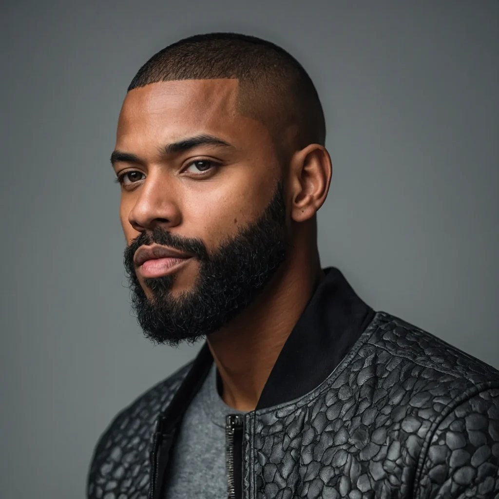 Buzz Cut with Beard FadePortrait of Black m 0