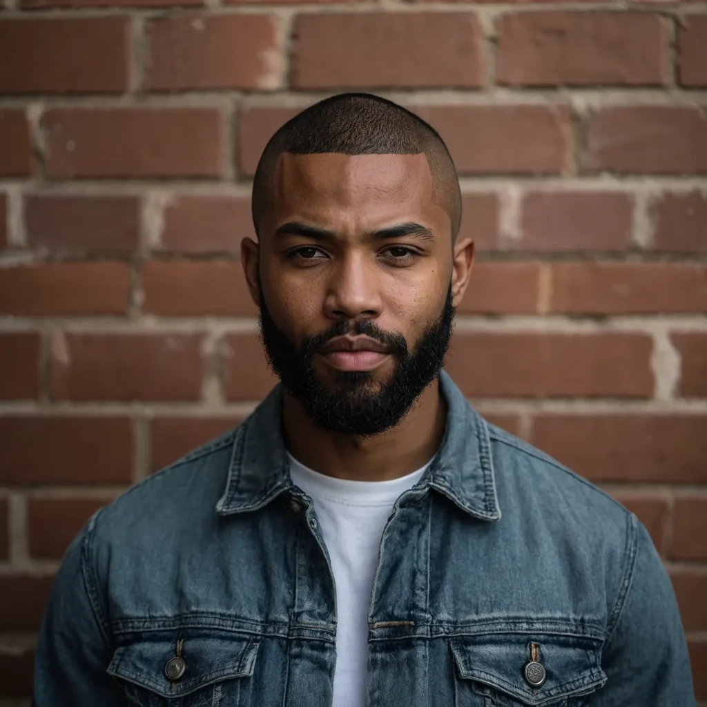 Buzz Cut with Beard FadePortrait of Black m 3