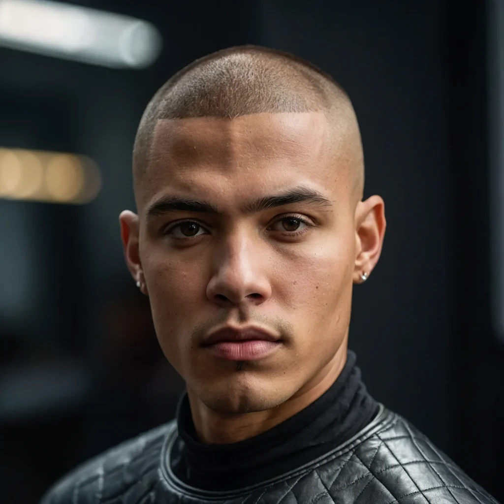 Buzz Cut with Burst FadeBlack man with buzz c 3